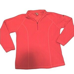 Women's L.L Bean pink lightweight fleece quarter zip winter fall outdoors hike